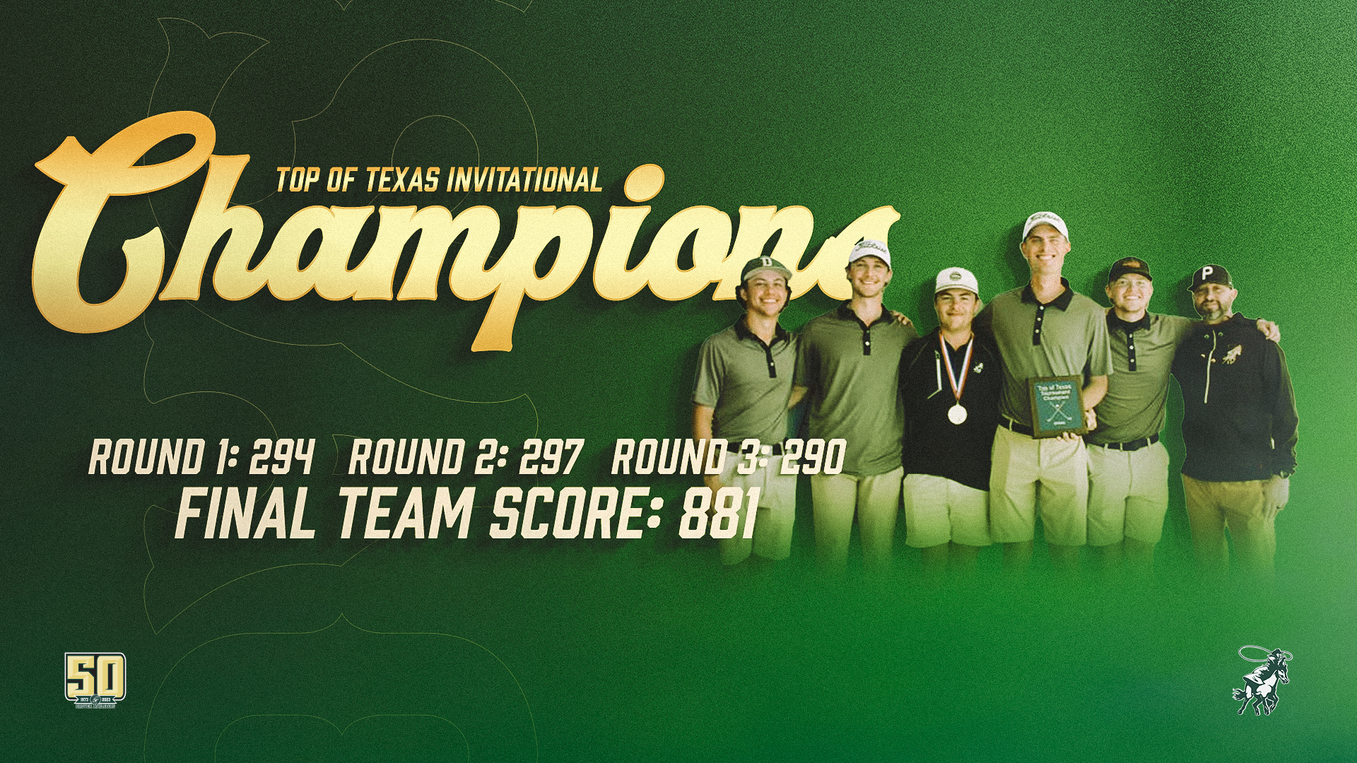 team champion graphic - top of texas invitational